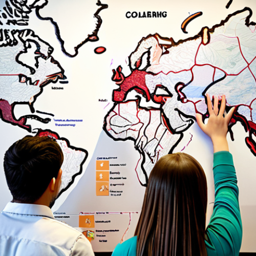 Home 8 Diverse students collaboratively building a vibrant digital concept map on a large interactive display, showing teamwork and shared learning.